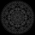 White outline mandala on a black doodles sketch