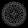 White outline mandala on a black doodles sketch