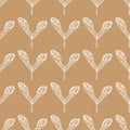 White outline maple seeds pattern, on coffee background