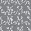 White outline maple seeds pattern, on gray background