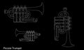 White outline piccolo trumpet various sizes