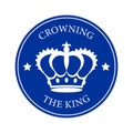 A white outline of the royal crown on a blue