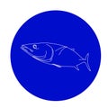 A skipjack tuna outline in a blue circle design Royalty Free Stock Photo