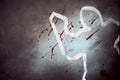 White outline of victim at crime scene Royalty Free Stock Photo