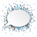 White Oval Paper Speech Bubble Blue Gray Paragraphs