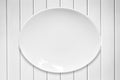 White Oval Plate on White Timber