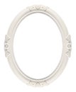 White oval wooden picture frame isolated on white background with clipping path Royalty Free Stock Photo