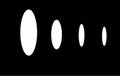 White ovals in row on black background. Minimalistic abstract vector background