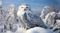 white owl in winter season generated by AI tool