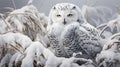 white owl in winter season generated by AI tool