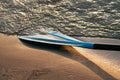 White paddle at sunset close-up, active lifestyle