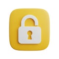 White Padlock Icon on a Yellow Rounded Square Background security safety Royalty Free Stock Photo