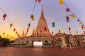 White pagoda in Wat Prayurawongsawat Worawihan, located near the Memorial Bridge in Bangkok, Thailand Royalty Free Stock Photo