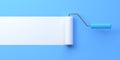 White Paint Roller with color trail over blue background