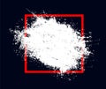 A white paint splatter in a square vintage frame vector, a red brush stroke with white square on a black background, Royalty Free Stock Photo