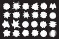 White paint spots, milk blots, blank promo background, sticker shape, comic art graphic explosion, liquid button icon