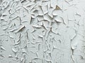 White paint on a wooden surface cracked from old age. Royalty Free Stock Photo