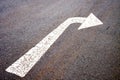 White Painted Arrow Indicating Left Turn On Asphalt Surface