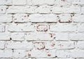 White-painted brick wall with visible brick texture and uneven paint application, Royalty Free Stock Photo