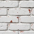 White painted brick wall with visible chips and cracks revealing the underlying red Royalty Free Stock Photo