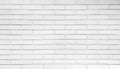 white painted modern brick wall used as panoramic background in close up view. detail of a white brick wall texture Royalty Free Stock Photo