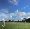 white painted soccer goalposts