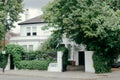 White painted stucco terraced townhouse in Hampstead, London