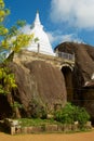 White painted stupa at Isurumuniya rock temple in Anuradhapura, Sri Lanka. Royalty Free Stock Photo