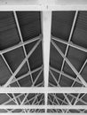 Support beams under a metal corrugated roof Royalty Free Stock Photo