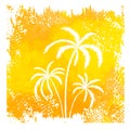 White palm trees on a yellow grunge background. Vector illustration Royalty Free Stock Photo