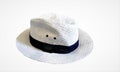 White Panama hat on the white surface Royalty Free Stock Photo