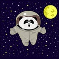 White panda astronaut in space suit. the pioneer. adventures in space.