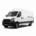 White panel van with black grille and tinted windows on white background white van cargo van Royalty Free Stock Photo