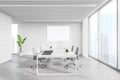 White panoramic office interior with poster Royalty Free Stock Photo