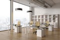 White panoramic open space office interior Royalty Free Stock Photo