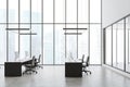 White panoramic open space office interior Royalty Free Stock Photo