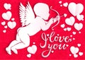 White paper angel with bow and arrow and the words I love you Royalty Free Stock Photo
