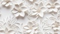 a white paper background adorned with delicately embossed flowers, a textured floral pattern that combines elegance with