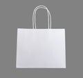 White paper bag with handles, paperbag mockup, isolated, Gray background