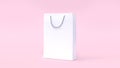 White paper bag mock up soft pink background minimal shopping concept