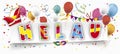 White Paper Banner Balloons Jesters Cap Helau