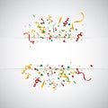 White paper banner, colored balloons and colored confetti. vector file. Royalty Free Stock Photo