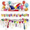 White Paper Banner Confetti Balloons Weiberfastnacht Royalty Free Stock Photo