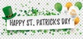 Happy St Patricks Day Paper Banner Hat Shamrocks Balloons Transparent