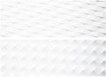 White paper banners with geometric textured pattern.