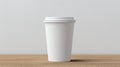 White paper biodegradable disposable cup with lid for hot drinks. Tea or coffee to take away. Copy space mockup for logo Royalty Free Stock Photo