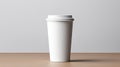 White paper biodegradable disposable cup with lid for hot drinks. Tea or coffee to take away. Copy space mockup for logo Royalty Free Stock Photo