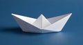 White paper boat on a blue background Royalty Free Stock Photo