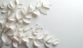 White paper branches with embossed leaves create elegant, subtle background. Delicate foliage pattern with minimalistic, clean Royalty Free Stock Photo