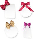 White paper card templates with satin bow.